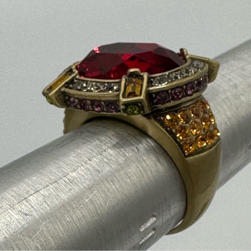 Heidi Daus Red Crystal Cocktail Ring Size 10 NWT - Picture 10 of 14